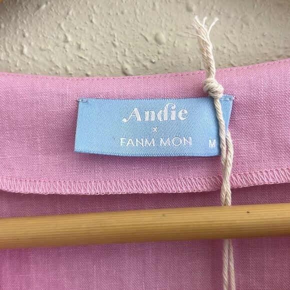 New Andie x Fann Mon The Serik Linen Dress in Aster Size M - Picture 6 of 10